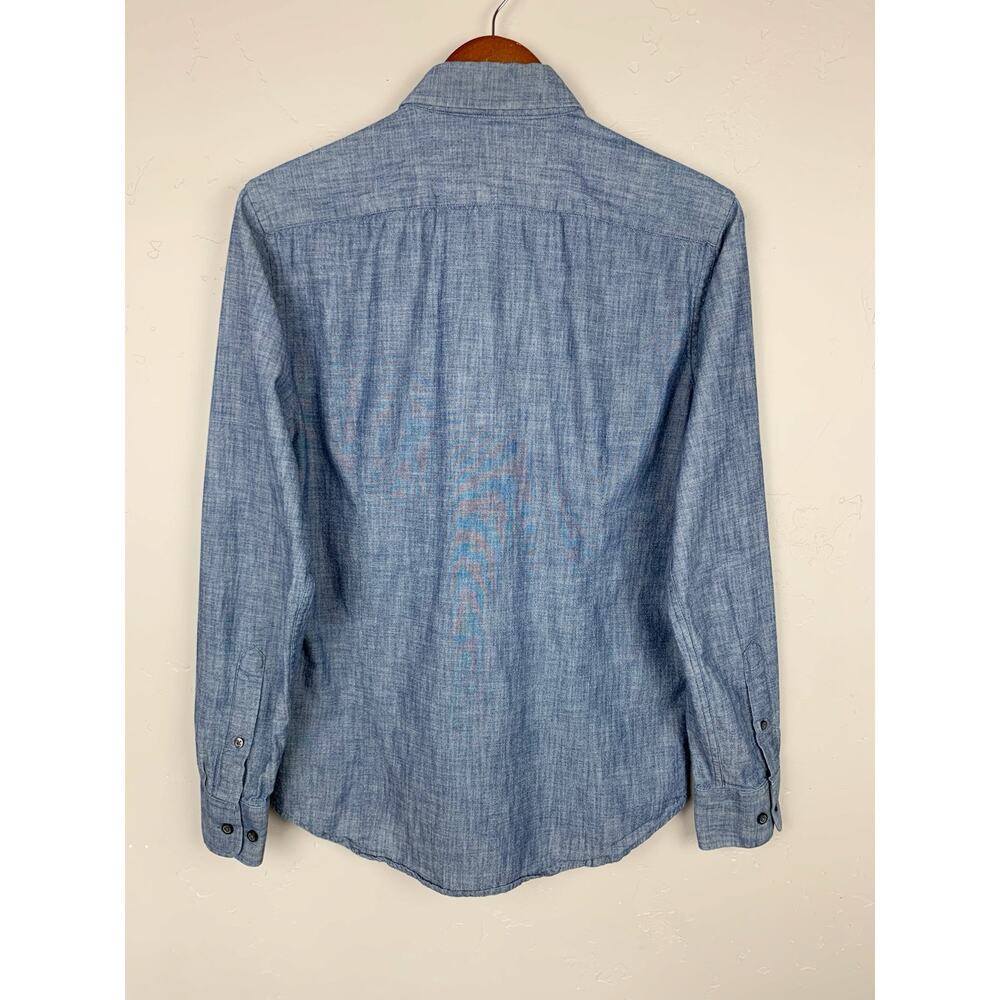 Banana Republic Chambray Shirt Soft Wash Slim Fit Button Front Cotton Men's S - Picture 2 of 5